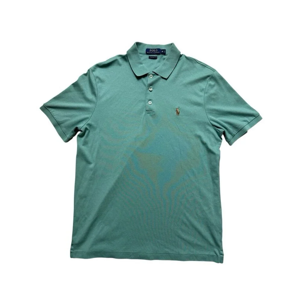 Polo Ralph Lauren Classic Fit Polo Shirt Medium Green Cotton Pony Logo